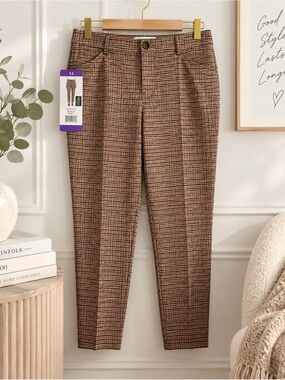UP! Pants NWT Plaid Houndstooth Ankle Pants Size 14
